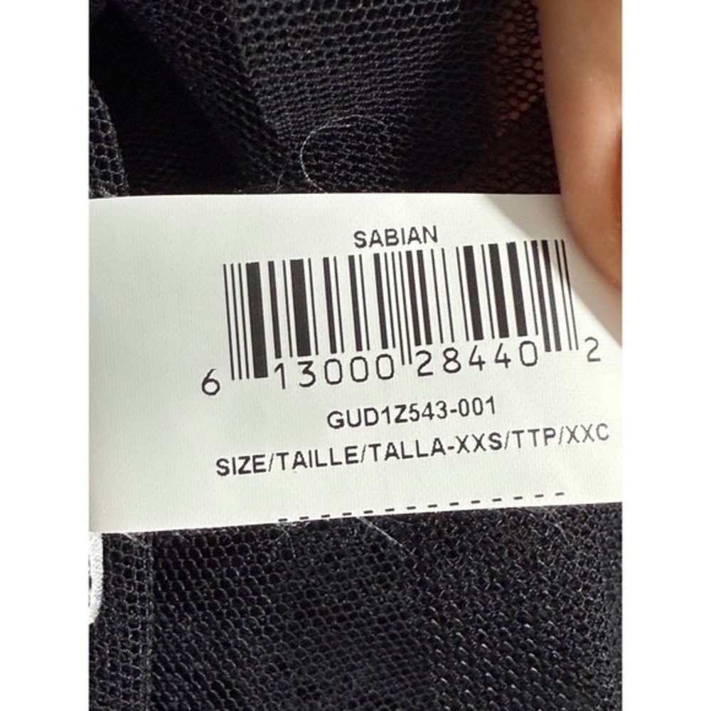 BCBGMaxAzria Sabian Black Lace‎ Ruffle Cold Shoulder Mock Neck Blouse Top XXS - Picture 8 of 12